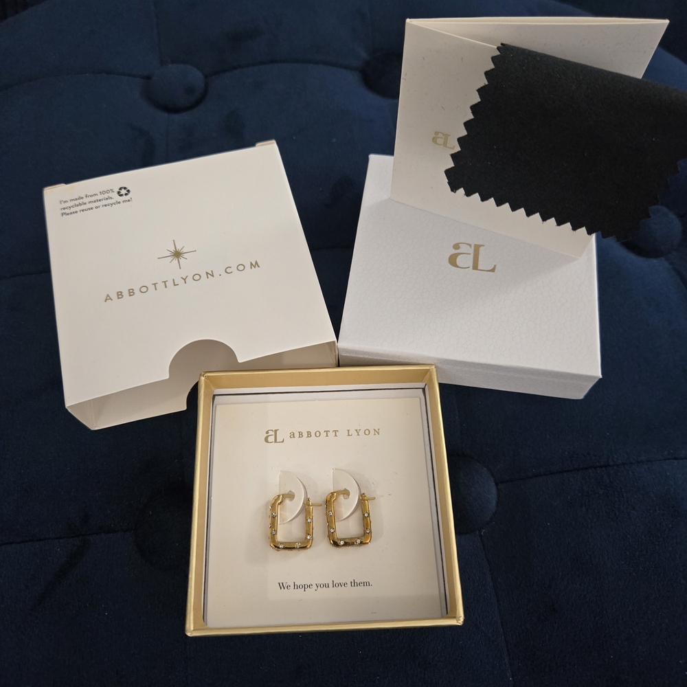 Abbot Lyon Gold Starburst Square Hoop Huggie Earrings